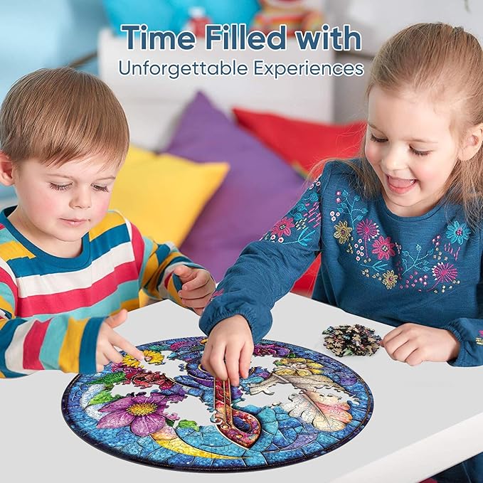 Wooden Puzzles for Adults, Flower Guitar Puzzle for Mom, Challenging Puzzle, 200 Piece Luxurious Shaped Wooden Puzzles for Family Game 11.2 * 11.2in