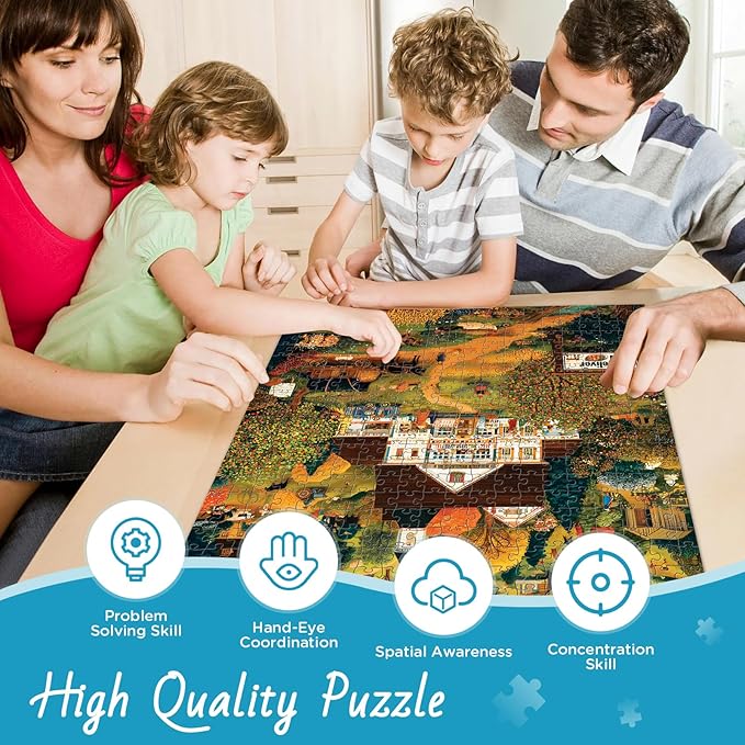 500 Pieces Puzzle for Adults, Warmth Mountain Jigsaw Puzzle for Adults, Harvest Farm Puzzle for Adults Kids Seniors, Challenging Game Home Decor Holiday Party Gift Toy 20.5×15 in