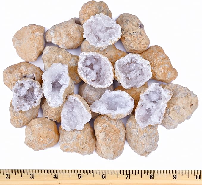 20 Break Your Own Geode Kit – 1.0 to 1.5 Inch Easy to Reveal Natural Premium Geodes – Easy Crack-Open Experience + Tools + Geologist Guide – Requires Less Effort – STEM Activity + Collectable - Small