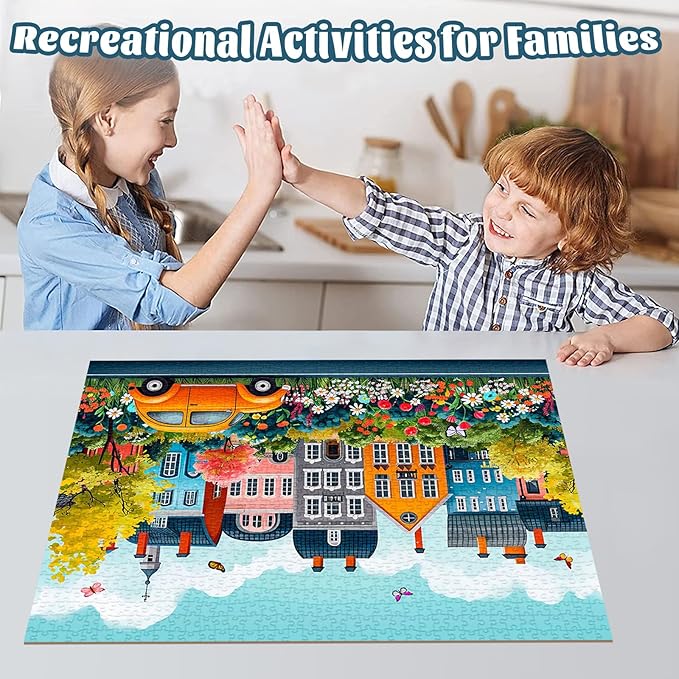 1000 Piece Puzzle for Adults, Small Town Scenery Jigsaw Puzzle, Impossible Puzzles Game, Interlock Perfectly No Dust, Home Decoration Puzzle, Gift for Friends Parents Kids Couples