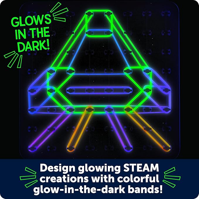 Learning Resources STEM Explorers Geo-Glow Art Kit, Glow in The Dark Toys, Kids Art Display, Kids Building Toys, Homeschool, Arts and Crafts Toys, Fine Motor Skills