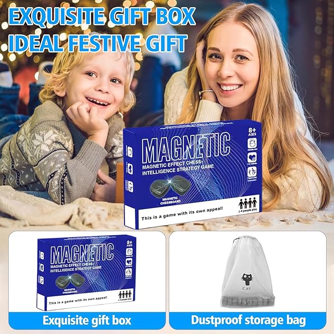 Magnetic Chess Game - Fun Tabletop Game, Strategy Game for Kids and Adults with Magnets, Fun Tabletop Multiplayer Chess for Family Party (Rope)