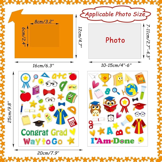 30 Packs Preschool Graduation Craft Kits for Kids Congrats Grad DIY Picture Frame Craft Art Class of 2025 Kindergarten Graduation Party Favor Decorations Home Classroom Gifts Game Activities