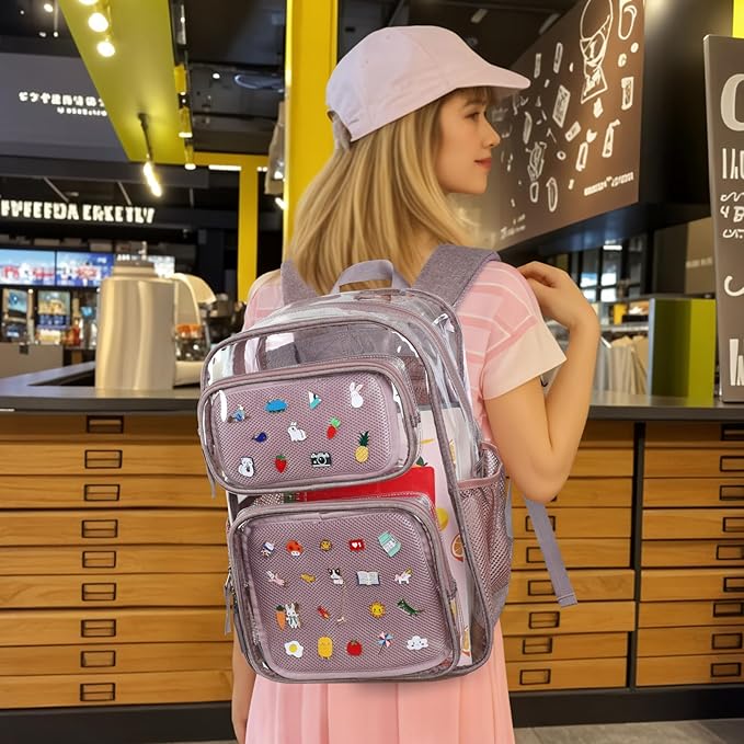 PACKISM Clear Backpack for School - 17 inch Large Heavy Duty Clear Bookbag, See Through PVC Backpacks (for age 12 above)