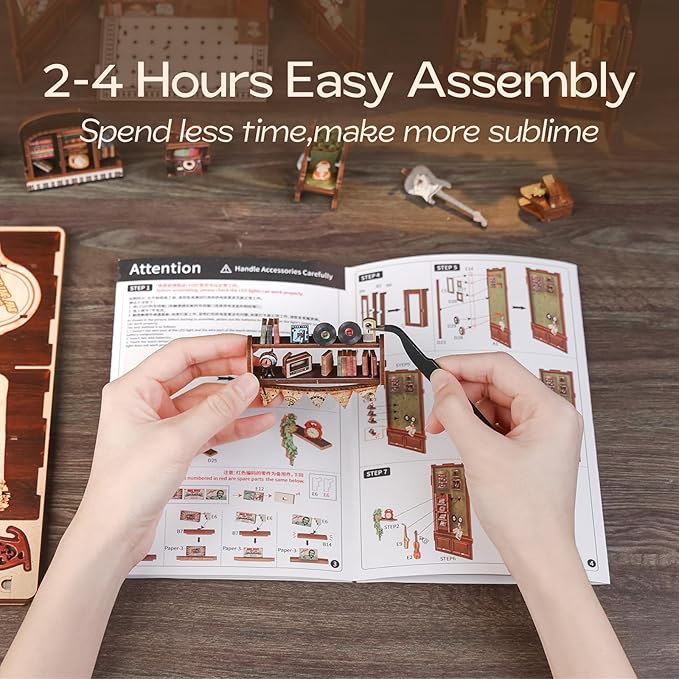 CUTEBEE Book Nook Kit, DIY Miniature House Kits for Adult and Teens, Dollhouse Mini Booknook Music House Bookshelf, DIY Craft Gifts for Family and Friends（Memories Music Bookshop）