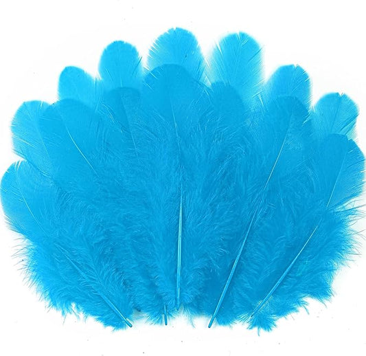 Soarer 300pcs Turquoise Feathers for Crafts - 3-5inch Craft Feathers Bulk for Wedding Home Party, Dream Catcher Supplies and DIY Crafts(Turquoise)
