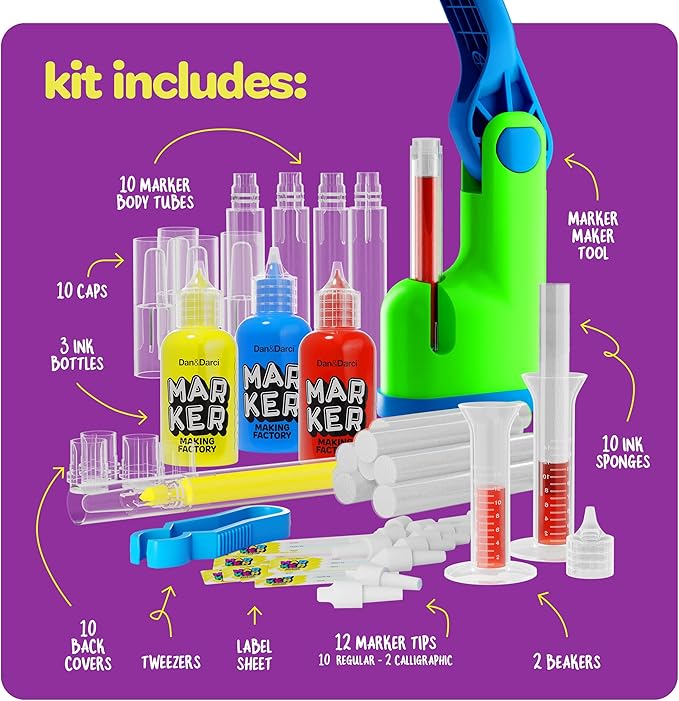 Dan&Darci Marker Making Kit for Kids - Arts and Crafts for Kids Ages 6 7 8 9 10 11 12 Year Old - Crafts for Girls 8-12 - Girl Birthday Gift - Summer Activities - Craft Gifts Toys Age 6-8, 8-12