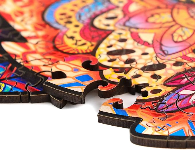 UNIDRAGON Original Wooden Jigsaw Puzzles - Gentle Lynx, 187 Pieces, Medium Size 8.4" х12.7, Beautiful Gift Package, Unique Shape Best Gift for Adults and Kids