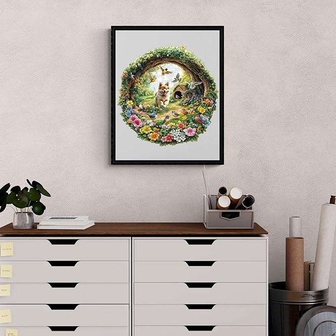 KAAYEE Wooden Puzzles for Adults, 3D Visual Effect Spring Birds Wooden Jigsaw Puzzle Unique Shape Wood Puzzle Adult, 3D Effect Flat Puzzle Birthday Family Games (M-11.4 * 11.4 in-200pcs)