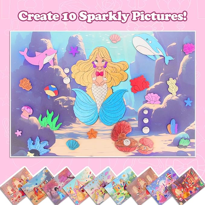 MyPixie Foil Art & Fun - No Mess Princess Foil Crafts for Kids, DIY Creative Activity, Craft Kits & Supplies, Birthday Gifts, Arts & Crafts, Toys, Gifts for Ages 4, 5, 6, 7, 8, 9, 10