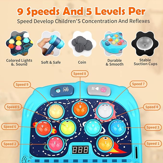 Whack a Mole Game, Toys for 3 4 5 6+ Year Old Boys Girls, Whack a Game for Kids, Gifts for 3-12 Year Old Boys Girls, Interactive Educational Toys with Double Hammers Sound and Light