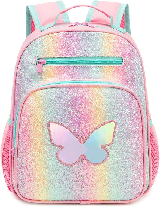 Toddler Backpack for Girls 2-4,Preschool Kindergarten Butterfly Backpacks,Small Backpack for Kids,Toddler Bookbag with Chest Strap