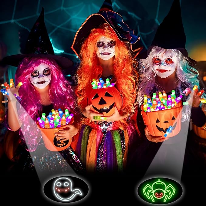 Halloween Party Favors for Kids, 40PCS LED Light Up Finger Lights Toys Goodie Bag Fillers Treats Glow In The Dark Toy Favors Bulk for Halloween Party Classroom Prizes Trick or Treats Gifts