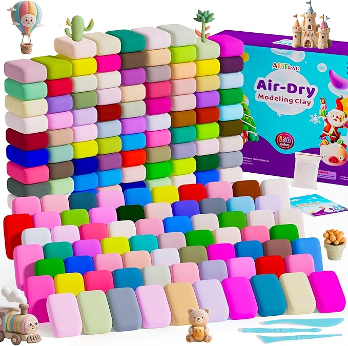 A‌RTPAR Air Dry Clay 156 Colors,Modeling Magic Clay for Kids Bulk Kit, Soft & Non Sticky,Non-Toxic Art and Crafts Supplies for Classroom Projects, Creative Toys Family Party Games for Boys & Girls