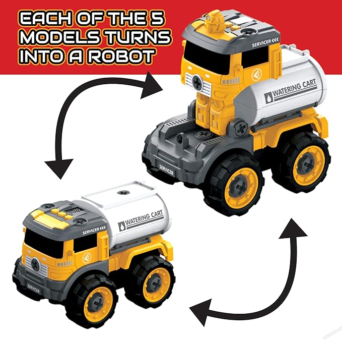 5-in-1 Take Apart Construction Toys and DIY Engineering Playset with Remote Control and Electric Screwdriver. For Toddler Boys Kid Child who loves tools and construction equipment. 3 4 5 6-Year-Olds.
