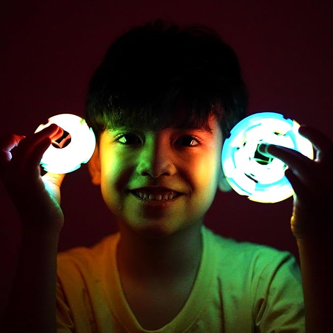 TOSY Magnet Fidget Spinner Glow - 16 Blocks, 3 in 1 Toy: Transformable Fidget Spinner, Infinity Cube, 2x2 Puzzle Cube, Glow, STEM/STEAM Magnet Tiles Birthday Gift for Kids/Boys/Girls/Adults, 2-Pack