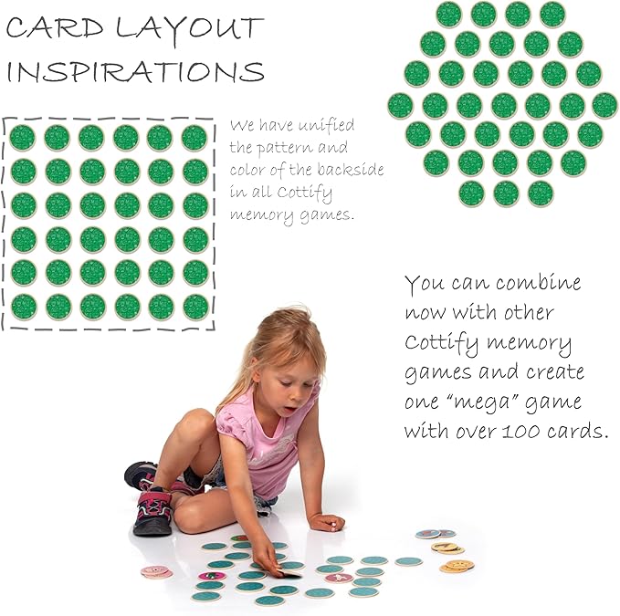 Montessori-Inspired Wooden Matching Game for Toddlers 2-4 Years - Durable, Scratch-Resistant 36 Card Set, Includes Carry Bag - Memory Game for Toddlers 2-4 Years - Cognitive Verbal Skills Development