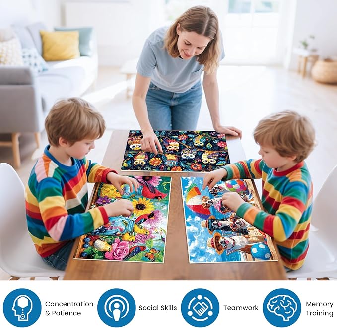 3 Pack 100 Piece Puzzles for Kids, Dog Parrot Bird Jigsaw Puzzle for Kids Age 4-6 6-8 8-10,Large Piece Puzzle,Recycled Paper,Bright & Colorful Educational Puzzle,Great Unique Gift for Boys Girls