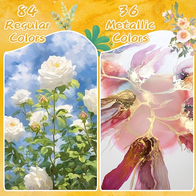 Caliart Watercolor Paint Set, 128 Colors with 4 Brushes Metallic Color Palette Kit, Portable Travel Watercolors Painting Gifts for Adults Kids Teen Girls Boys Art Supplies