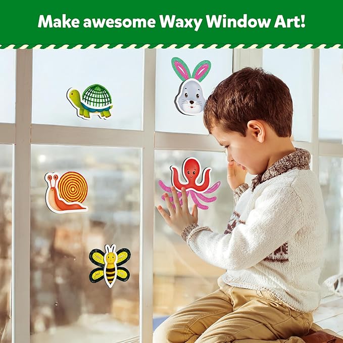 Skillmatics Waxy Window Art - 100 Bendable Waxy Sticks for Mess-Free DIY Fun, Reusable 100% Organic Beeswax Craft Kit, Travel Friendly, Creative Gifts for Girls & Boys Ages 5, 6, 7, 8, 9, 10, 11, 12