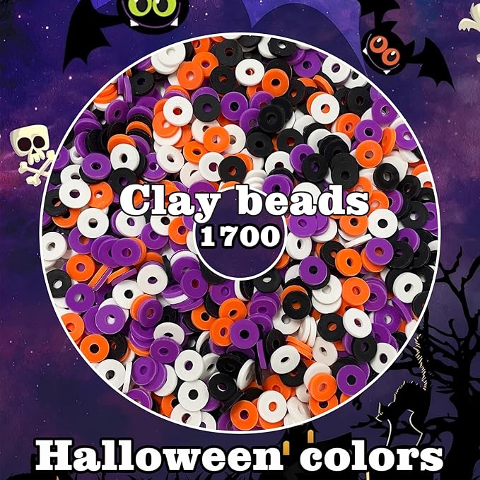 YMSDZHL 3300+PCS Clay Beads Bracelet Making Kit,Halloween DIY Flat Preppy Beads for Friendship Jewelry Making,Polymer Heishi Beads with Charms Gifts for Teen Girls Crafts for Ages 4-12