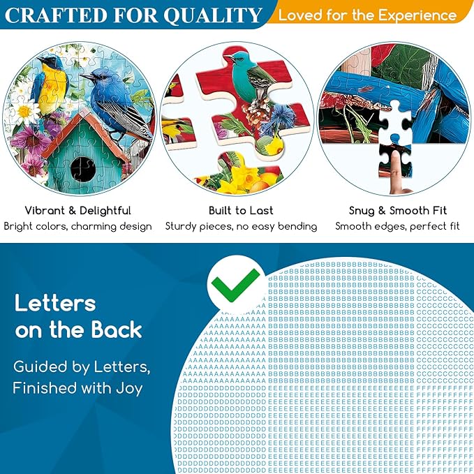 300 Piece Puzzles for Adults, Morning Garden Birds Puzzle for Adults Kids Seniors,Large Piece Backyard Fence Bike Puzzle for Kids 8-10 10-12,Spring Gathering Puzzles Perfect for Game Nights,20.5x15 in