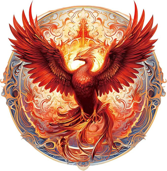 Wooden Puzzles for Adults, Reborn Phoenix Wooden Jigsaw Puzzles for Adults, Wood Puzzles Adult, Unique Animal Shape, Gifts for Friends and Family, Wall Art Canvas Puzzle (M -11.1 * 11.4in -191 pcs)