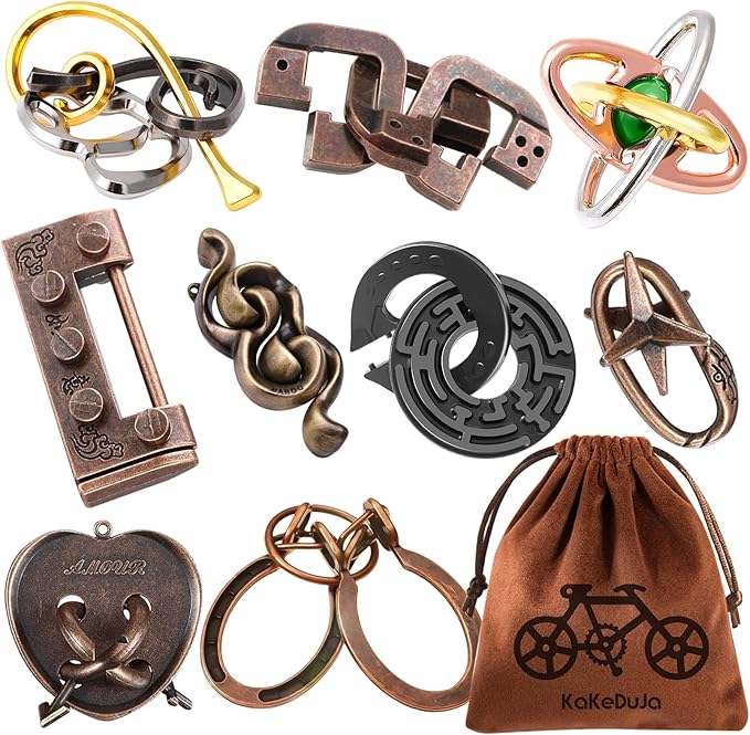 9pcs Metal Puzzle for Adult Disentanglement Puzzles Lock Puzzle Games Set Gift for Adults Teenagers