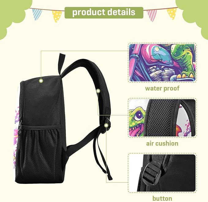 Dinosaur Motorcycle Toddler Backpack for Boys Girls 3-6 Small Preschool Backpacks for Kids Elementary Mini Bookbag for Preschool for Travel School