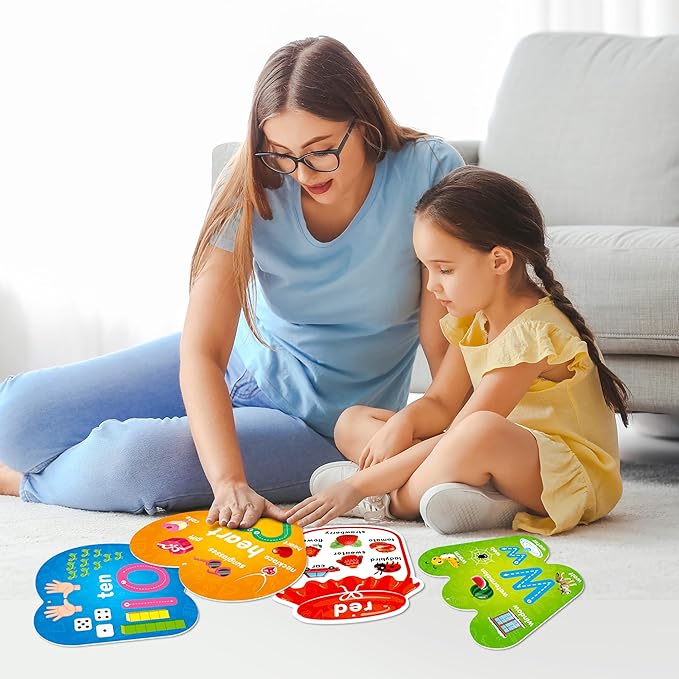 D-FantiX 55 Pcs Dry Erase Number & Alphabet Flash Cards for Toddlers, Double Sided Write and Wipe Educational Preschool Flashcards, Number Colors Shapes Letters Tracing Handwriting Practice for Kids