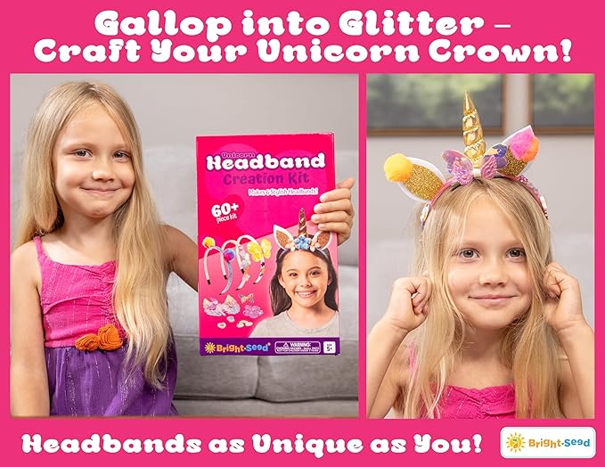 Headband Making Kit for Girls, Make Your Own Fashion Headband, Girl Accessories Ages 5-12, DIY Arts & Crafts, DIY Hair Accessories Set, Birthday Gifts for Girls 5 6 7+ Years Old, Gift Ideas Unicorn