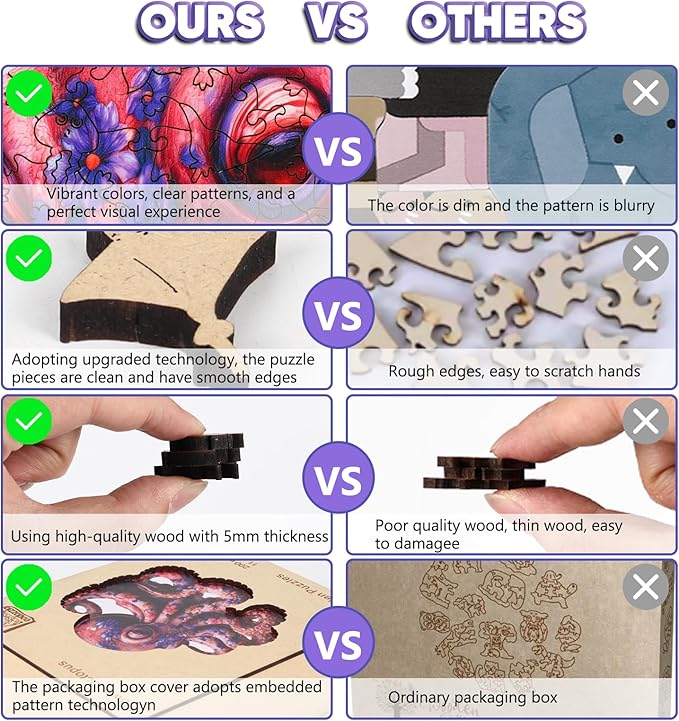 Leodozzio Wooden Puzzles for Adults, Pink Flower Octopus Jigsaw Puzzles 500 Pieces-5MM Thickness, 16.9x16.6 Inch, Unique Shaped Wooden Puzzle, Birthday Gift Family Game