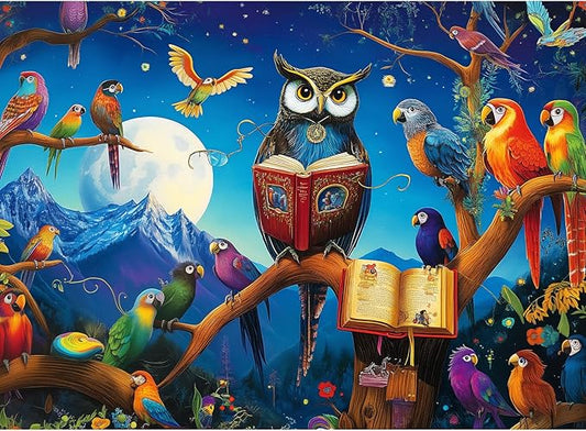 300 Pieces Owl Puzzle for Adults, Parrot Jigsaw Puzzle 300 Pieces Recycled Cardboard Jigsaw Puzzles for Adults, Family Challenging Game Home Decor Gift Toy for Teens Kids Seniors 20.5×15 in