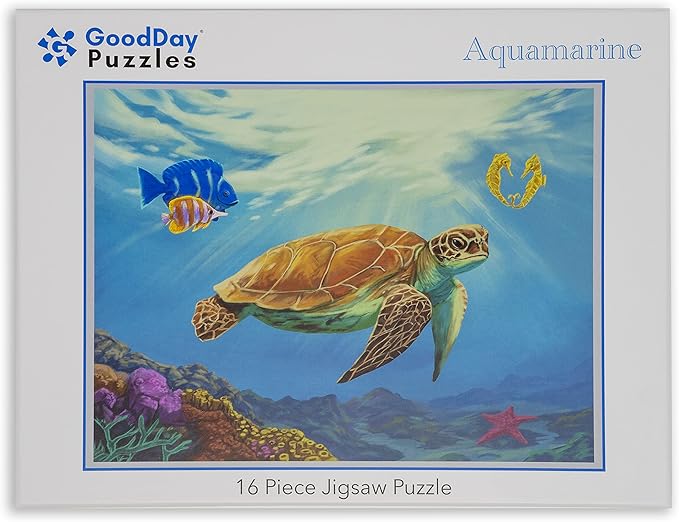 Large Piece Jigsaw Puzzle – Easy & Colorful, Dementia & Memory Activities for Seniors, Elderly Gifts, 16 Pieces, Aquamarine