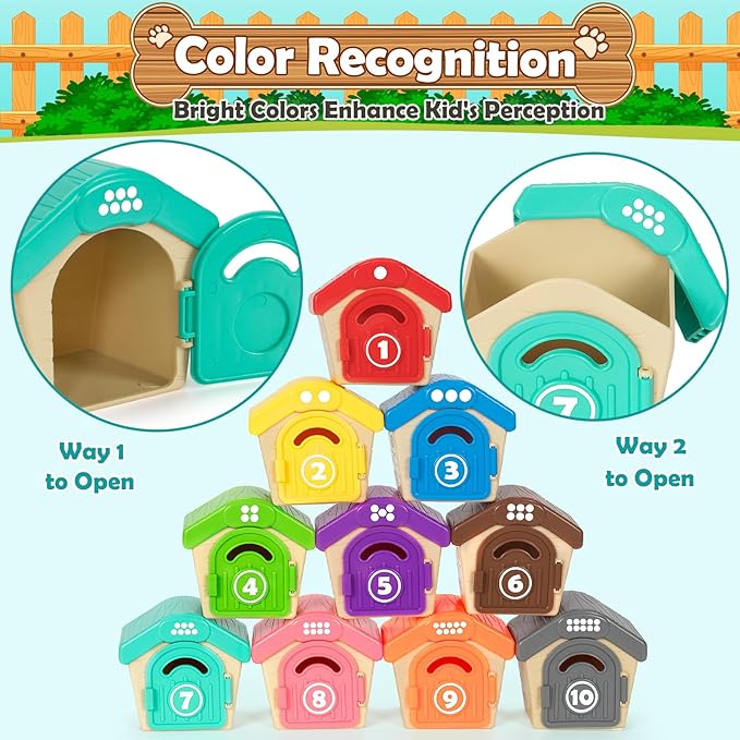 Learning Toys for Toddlers 1 2 3 Year Old Toddlers, 20Pcs Puppy Finger Puppets for Kids, Montessori Counting, Matching & Sorting Toy, Christmas Birthday Gifts for Baby Boys Girls Age 12-18 Months