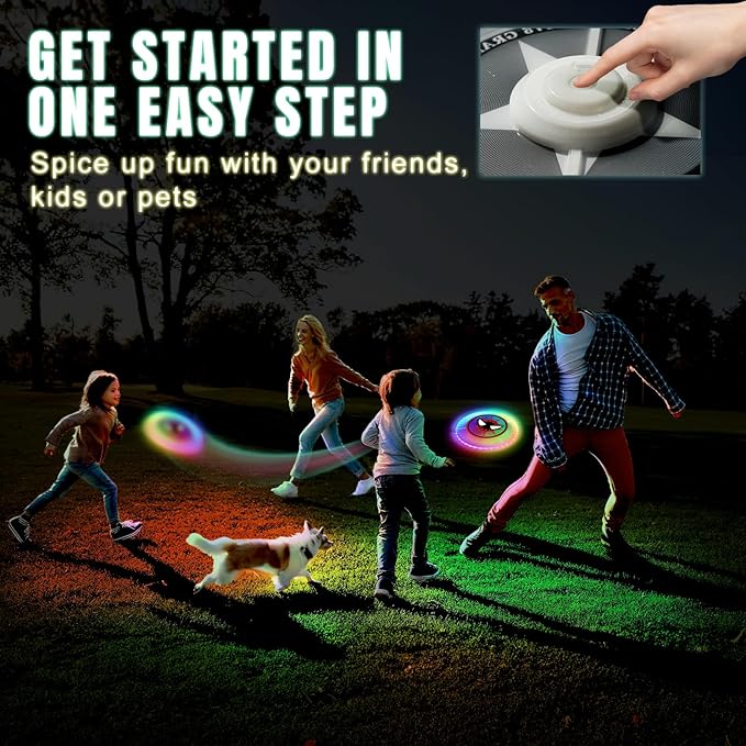 LED Flying Disc with Millions of Colors, 42 LEDs, 175g, 12 Lighting Modes, Rechargeable & Water-resistant, Outdoor Toys for Kids Ages 8-12 Teens Men Boys Adult Beach Toys Camping Lawn Yard Games