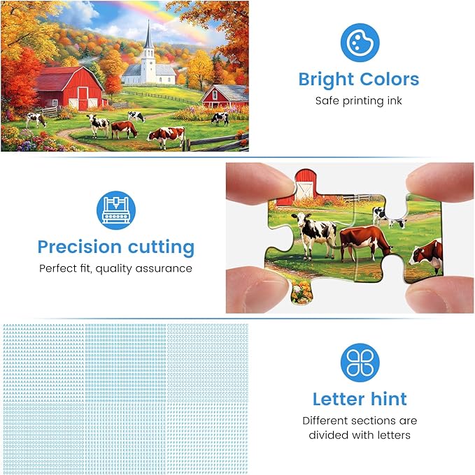 300 Piece Puzzles Jigsaw Puzzles 300 Pieces for Adults Farm Cow Puzzles for Kids Ages 8-10 Adult Puzzle Challenge Game Gift Toy for Puzzle Enthusiasts Home Decor Gift Toy 20.5x15IN