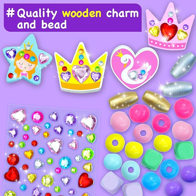 EZCRA Kids Bracelet Making Kit – Make 14 Jewelry Kit for Girls Age 5 - Beads for Kids - Friendship Bracelet Craft Set - Easy DIY Bracelet Kit, Gift for Girls 4-6