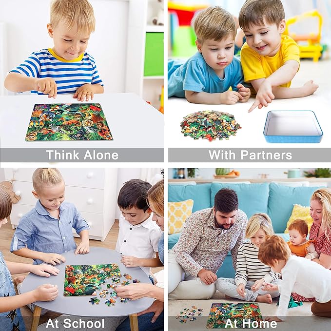 LELEMON Puzzles for Kids Ages 4-6, Jungle Puzzle 60 Piece Puzzles for Kids in a Metal Box, Educational Kids Puzzles Jigsaw Puzzles Childrens Puzzle Games Puzzle Toys for Girls and Boys