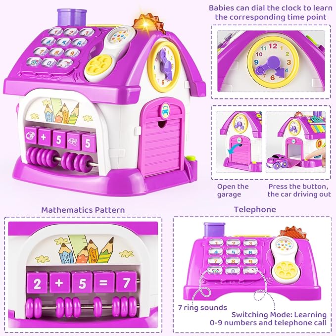 Marstone Toddler Toys for 1 Year Old Girl Gifts: 8 in 1 Multi-Functional Learning Baby Musical House for 1 2 3 Yr Old Girl and Boy Birthday Gifts, Educational Baby Toys 6-12, 12-18 Months