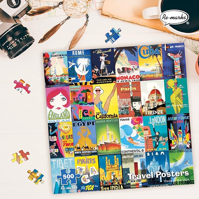 Re-marks Travel Posters, Poster Puzzle, 500-Piece Jigsaw Puzzle for All Ages