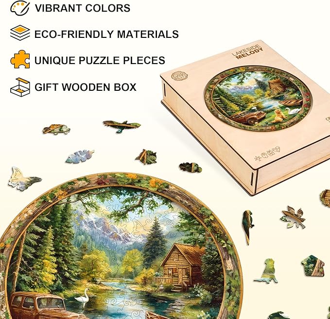 Jigfoxy Wooden Puzzle for Adults, Countryside Jigsaw Puzzles for Adult, Unique Animal Shape Wood Cut Puzzles, Christmas Thanksgiving Gifts for Friends Family (S-8.5 * 8.5in-100pcs)