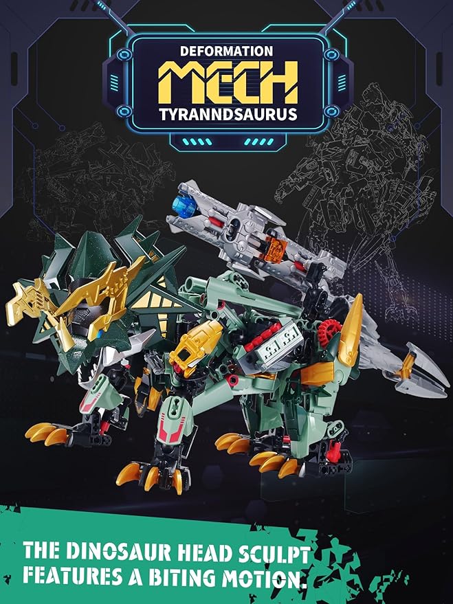 Triceratops Robot 2 in 1 Dinosaurs Transform Building Blocks,Mech Armor Suit Building Sets, Robotics Kits Figures Toys Model, Birthday for Boys, Adult Age 8-14 (Triceratops)