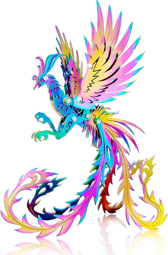 3D Metal Model Kits, Mechanical Undead Bird Seven Colors 3D Metal Puzzle,Steel Mythology Animal Series DIY Brain Teasers Simple 3D Puzzles Home Decor Art Craft Gifts Toys for Adult