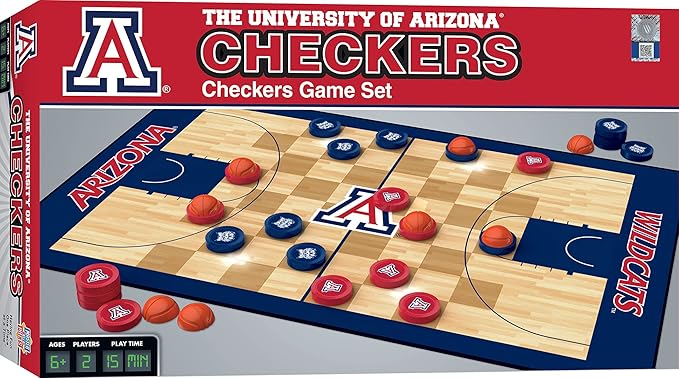 MasterPieces NCAA Arizona Wildcats, Checkers Board Game, For Ages 6+
