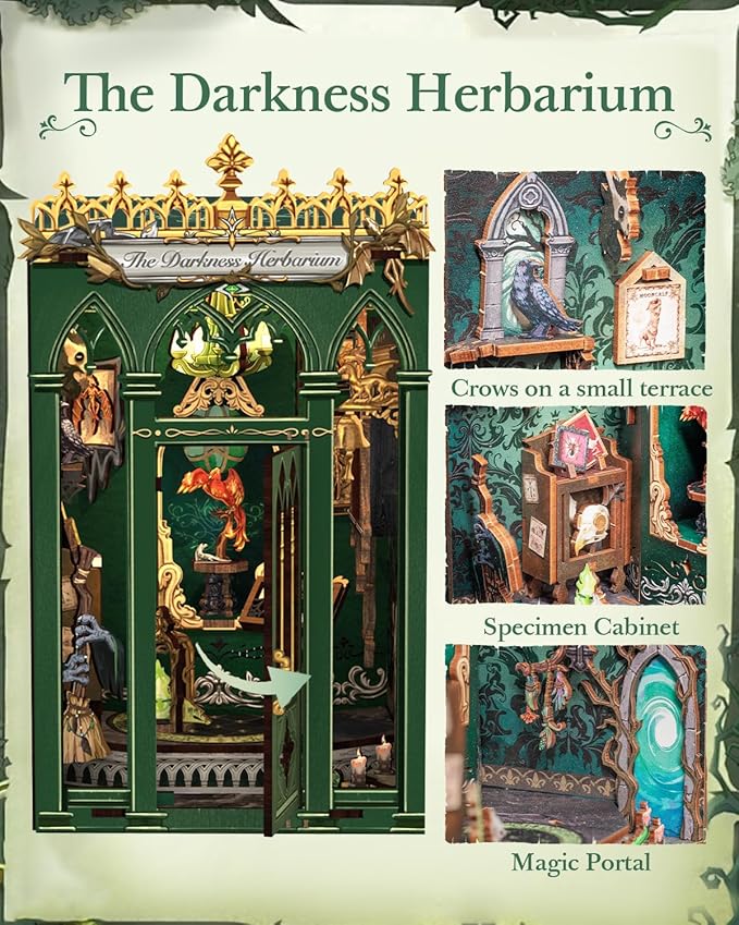 CUTEBEE Book Nook Kit, DIY Miniature House Kits for Adult and Teens, Dollhouse Mini Booknook Magic House Bookshelf, DIY Craft Gifts for Family and Friends（The Darkness Herbarium）