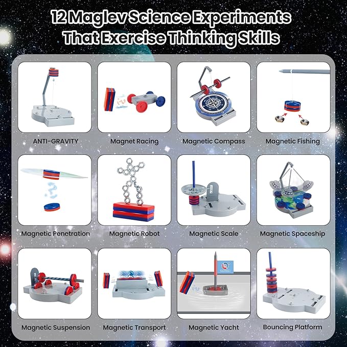 12-in-1 Anti Gravity Magnetic Levitation Science Kit Toy for Adolescent,Educational Physics Magnet Toys Gift for Kids Boys Girls Ages 8+