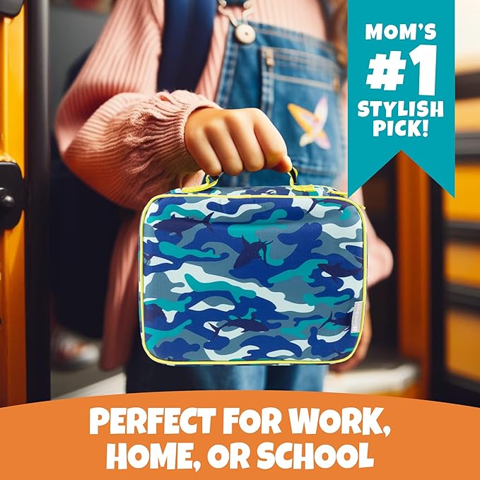 Bentology Lunch Box for Boys- Kids Insulated, Durable Lunchbox Tote Bag Fits Bento Boxes, Containers Jars & Water Bottles- Reusable School Lunch Sleeve Keeps Food Hotter or Colder Longer- Emoji