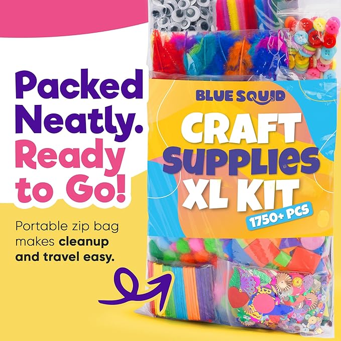 Blue Squid 1750+pcs Craft Kits for Kids, Ages 3-9 Girl Boys Gifts Arts and Crafts for Kids Craft Kits Toys for 3-9 Year Old Girls Boys Birthday Presents Gifts Crafts for 4-10 Year Olds