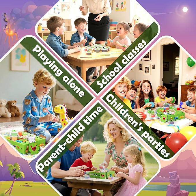 Air Dry Clay Kit - Dinosaur Theme, Modeling Clay for Kids, DIY Model Magic with Sculpting Tools and Tutorials, 12 Boxes Molding Clays, Ultra Light, Soft & Non-Sticky, Arts and Crafts Gift for Kids